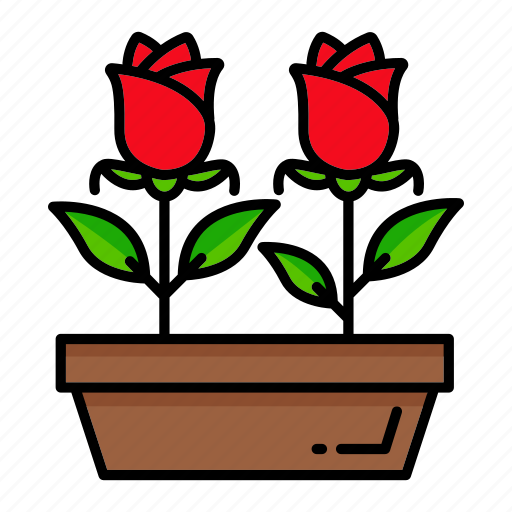 Flowers, garden, pot, rose, spring icon - Download on Iconfinder