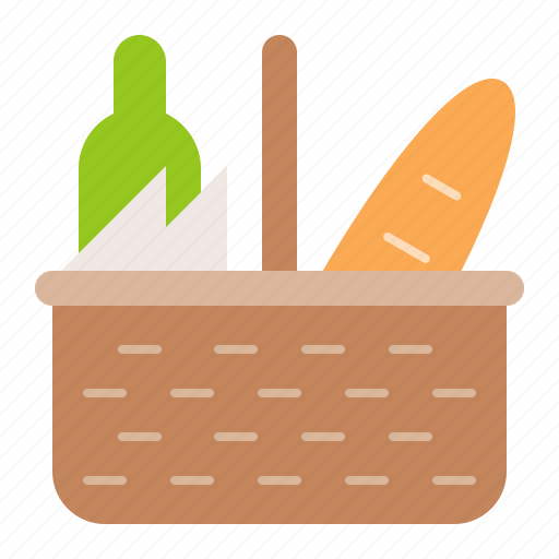 Basket, beverage, bread, food, picnic, picnic basket, spring icon - Download on Iconfinder