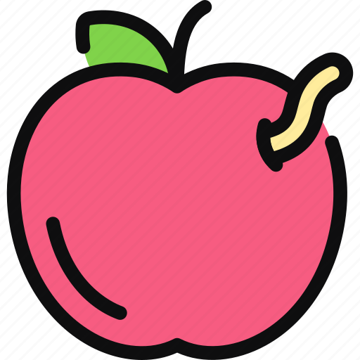 Apple, worm, fruit, garden, pest, food icon - Download on Iconfinder