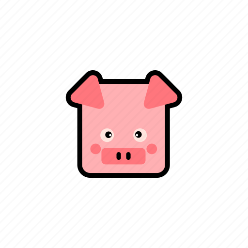 Cute pig, farm pig, pig, pig pink, pink pig, square icon - Download on Iconfinder