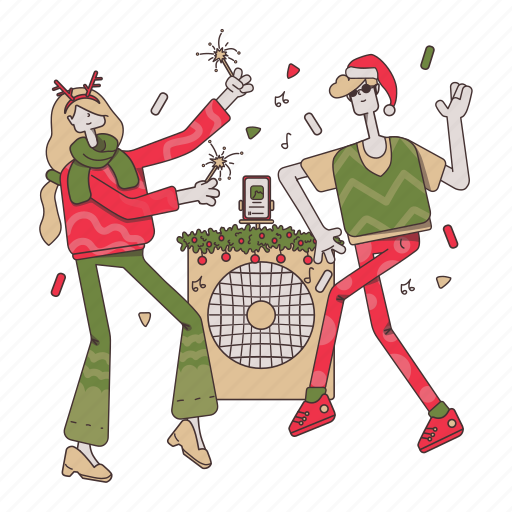 Merry, winter, dances, xmas, dance, new year, holiday illustration - Download on Iconfinder