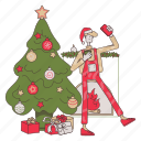 tree, winter, gift, xmas, decoration, holiday, christmas, selfie 