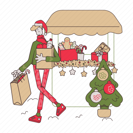 Christmas, shopping, xmas, winter, shop, ecommerce, holiday illustration - Download on Iconfinder