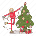 decorating, tree, winter, xmas, new year, holiday, christmas 