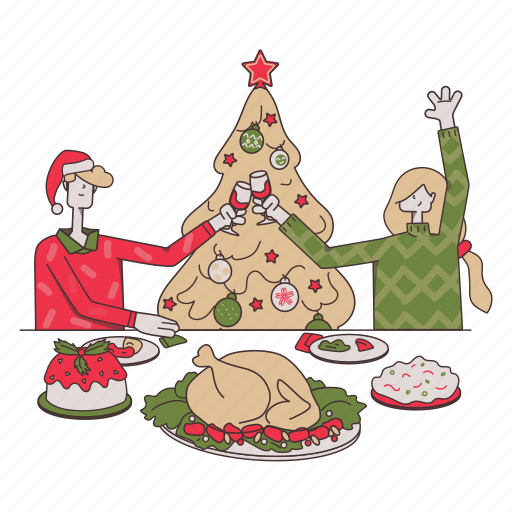 Turkey, christmas, table, xmas, winter, holiday illustration - Download on Iconfinder