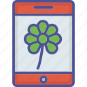 saint patrics app, mobile app, flower in mobile, mobile screen