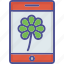 saint patrics app, mobile app, flower in mobile, mobile screen 