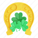 horseshoes, with, clover, leaves 