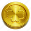 clover, gold, coin 