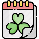 st patricks day, st patrick, calendar, date, event, shamrock, clover, march
