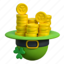round, hat, coin, holiday, illustration, 3d cartoon, isolated, st patricks day 