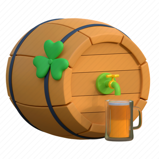 Wood, barrell, beer, holiday, illustration, 3d cartoon, isolated 3D illustration - Download on Iconfinder