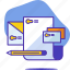 card, identity, letter, mail, pencil, seo, startup 