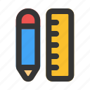 pencil, and, ruler, stationery, school