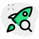 rocket, search, startup, magnifier