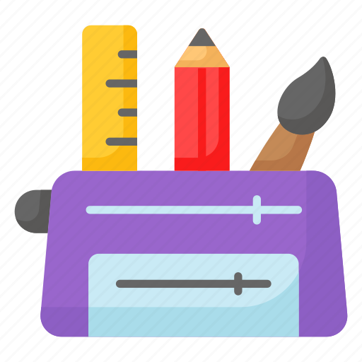 Stationery, case, ruler, pencil, brush, school, education icon - Download on Iconfinder