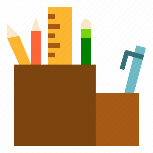 Holder, pen, pencil, ruler, stationery, tool icon - Download on Iconfinder