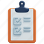 clipboard, list, stationery, checklist, report, document, plan, 3d 