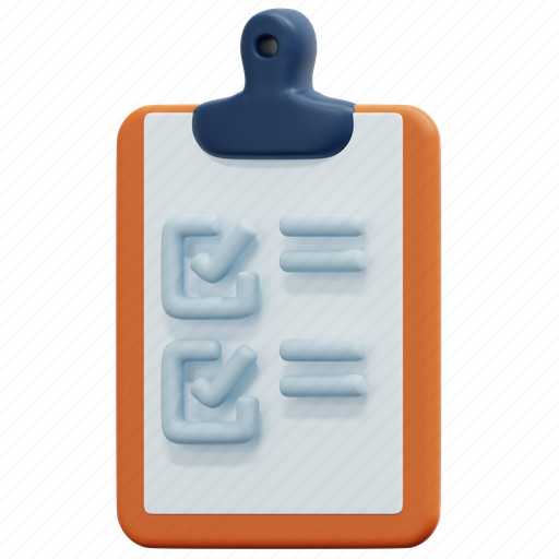 Clipboard, list, stationery, checklist, report, plan, document 3D illustration - Download on Iconfinder