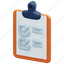 clipboard, list, stationery, checklist, document, report, plan, 3d 
