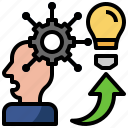 bulb, business, finance, head, idea, light, question