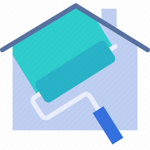 Home, house, paint, painter, renovation, repair, roller icon - Download on Iconfinder