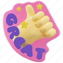 great, sticker, ok, accept, emoticon, hand, finger, gesture, emoji 