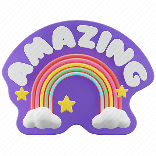 Amazing, rainbow, cloud, sticker sticker - Download on Iconfinder