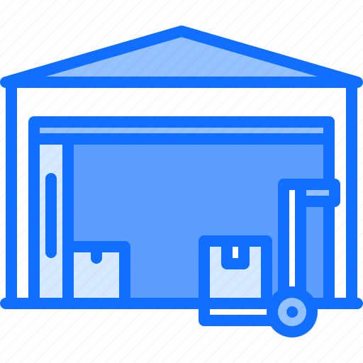 Building, box, cart, storage, warehouse, garage icon - Download on Iconfinder