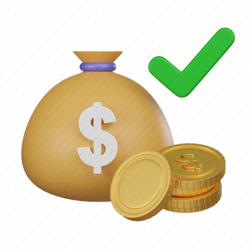 Dividend, check, money, bag, coins icon - Download on Iconfinder