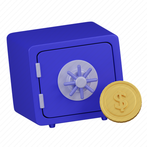 Blue, safe, box, gold, coin icon - Download on Iconfinder