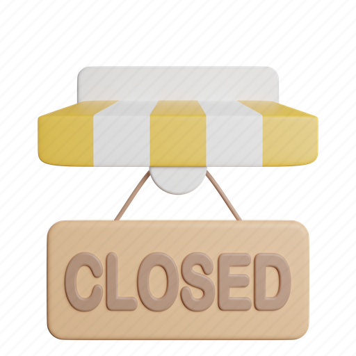 Closed, store, front, sign 3D illustration - Download on Iconfinder