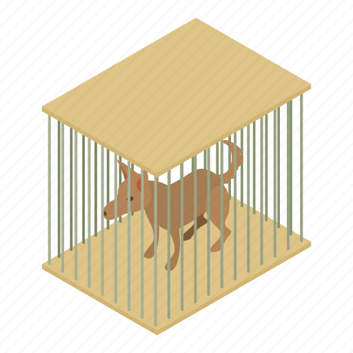 Animal, cage, dog, domestic, feline, isometric, object icon - Download on Iconfinder