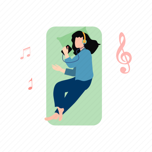 Girl, sleeping, music, headphone, tired icon - Download on Iconfinder