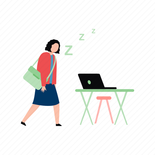 Lazy, tired, girl, going, work icon - Download on Iconfinder