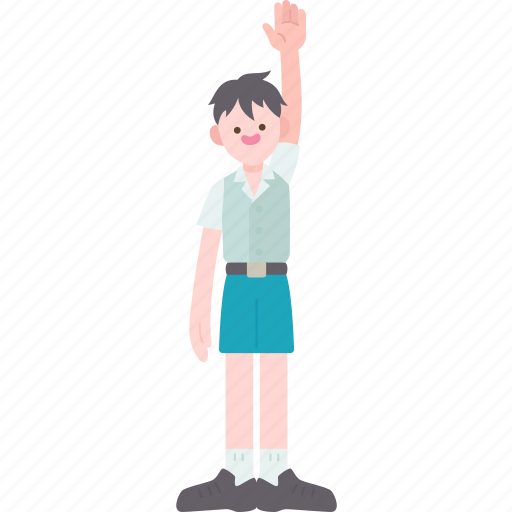 Raising, hand, stand, schoolboy, school icon - Download on Iconfinder
