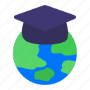 world, graduation, hat, diploma, globe