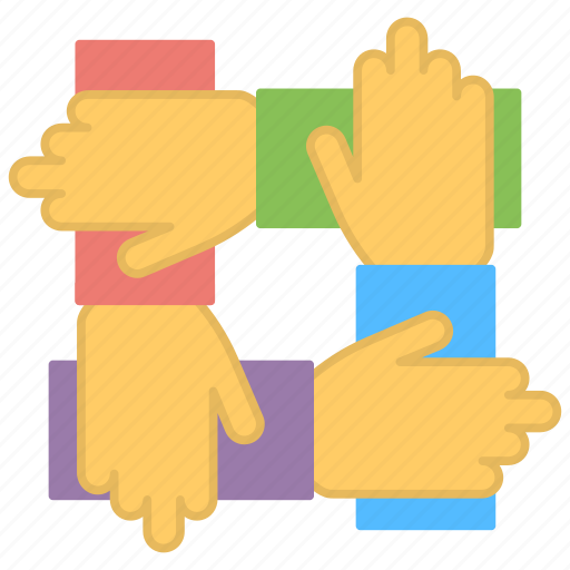 Four hands holding, hands connection, hands interlocking, solidarity, symbolic teamwork icon - Download on Iconfinder