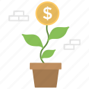 business growth, business success, dollar with plant, financial growth, profit 