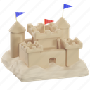sand, castle, summer, fortress, holiday, vacation, building 