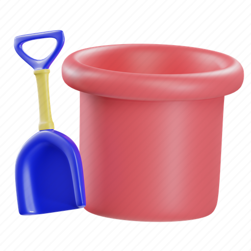 Bucket, and, shovel, summer, holiday, vacation, beach 3D illustration - Download on Iconfinder