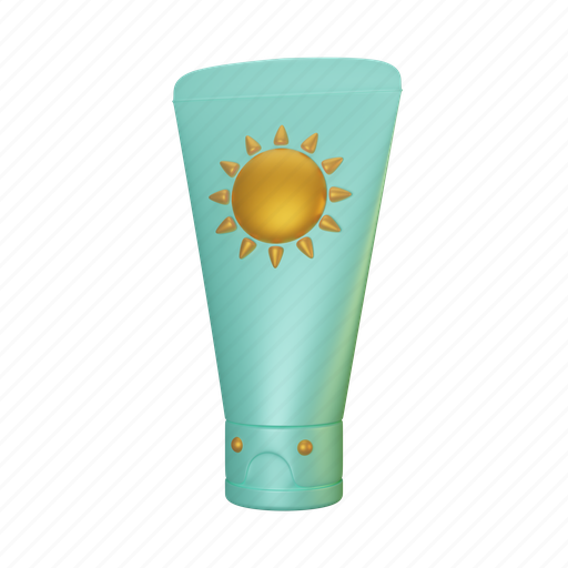 Sunblock, cream, summer, cute, kawaii 3D illustration - Download on Iconfinder