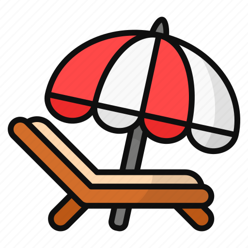 Sunbed, beach chair, parasol, summer holiday, vacation, relax, beach bed icon - Download on Iconfinder