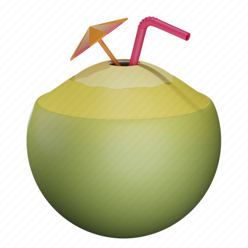 Summer, drink, coconut, water, beach, holiday, vacation 3D illustration - Download on Iconfinder