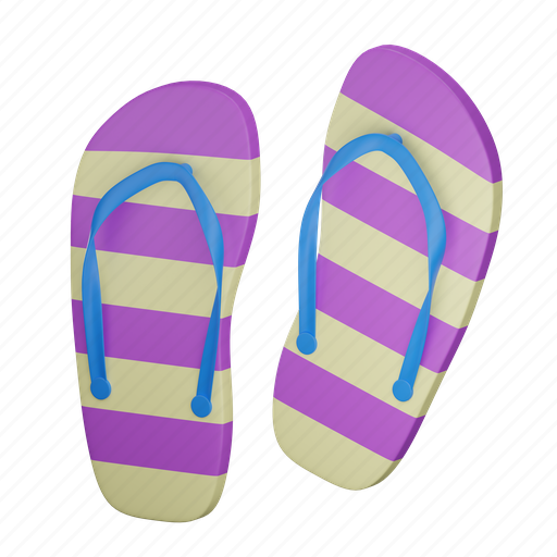 Summer, slippers, beach, vacation, holiday, travel, foot wear 3D illustration - Download on Iconfinder