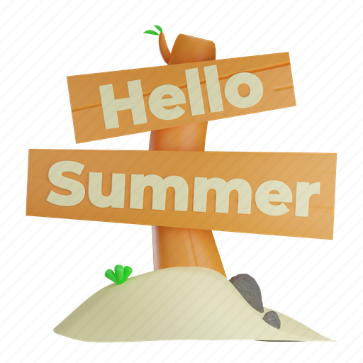 Hello summer, summer board, welcome, summer, beach, holiday, vacation 3D illustration - Download on Iconfinder