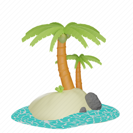 Summer, coconut, tree, coconut tree, beach, sea, ecology 3D illustration - Download on Iconfinder