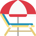 summer, beach, umbrella, lounge chair, bed