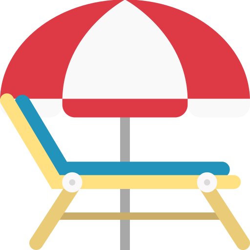 Summer, beach, umbrella, lounge chair, bed icon - Free download