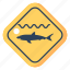 danger sign, shark, shark warning sign, travel, warning, warning sign 